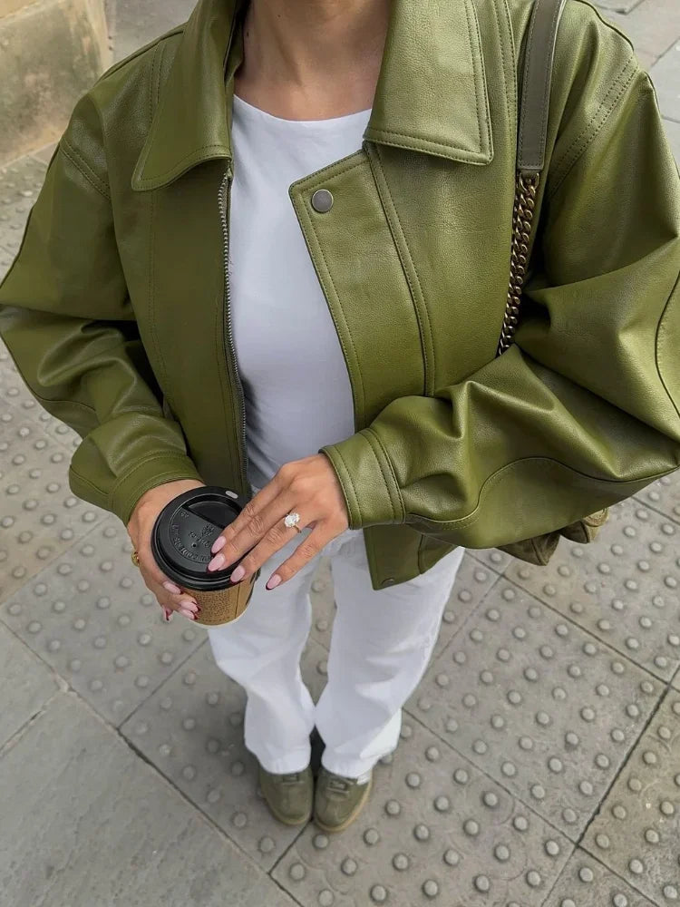 Bożena™ | Oversize’owa kurtka skórzana
