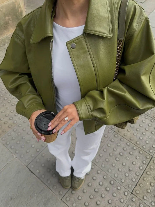 Bożena™ | Oversize’owa kurtka skórzana